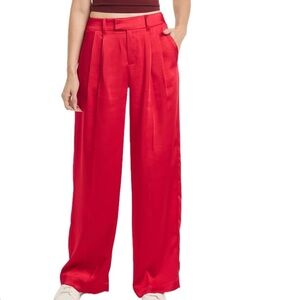 Red Satin High Waisted Trousers